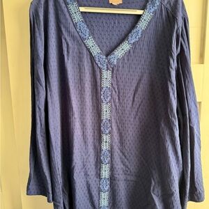 Elegant Blue V-Neck Women's Top